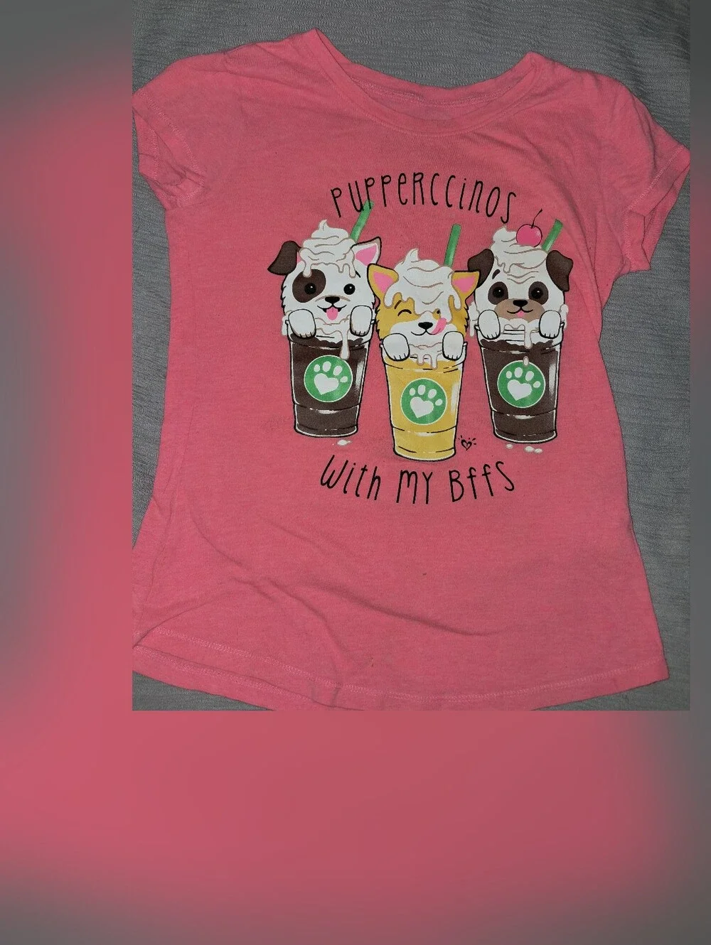 Justice Pink Graphic Tee with Puppy Frappes